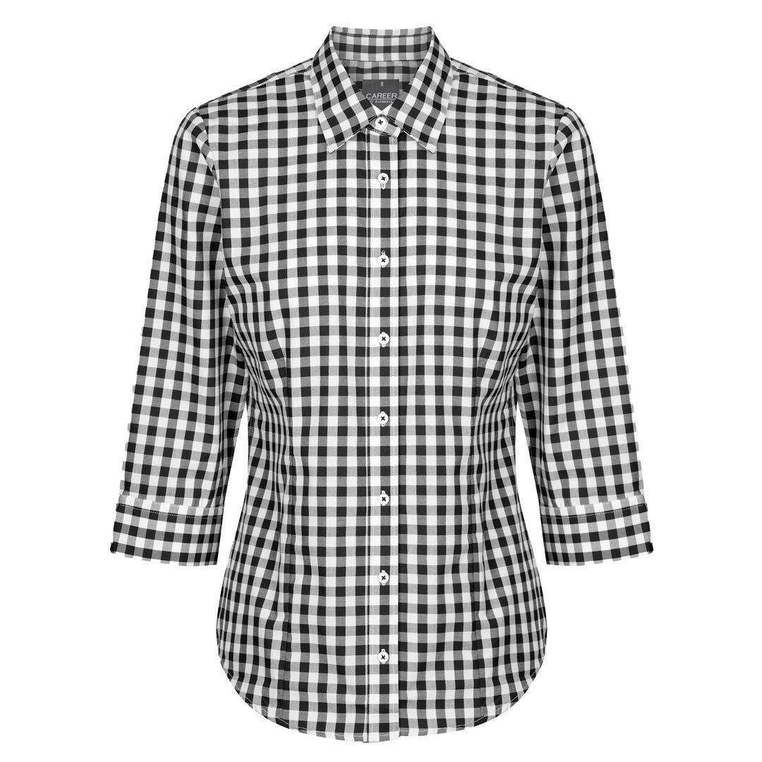House of Uniforms The Degraves Shirt | Ladies | 3/4 Sleeve Gloweave Black