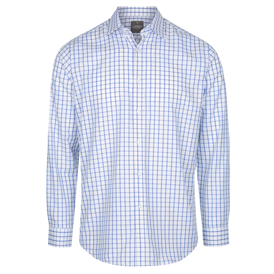House of Uniforms The Bourke Oxford Check Shirt | Mens | Long Sleeve Gloweave Blue