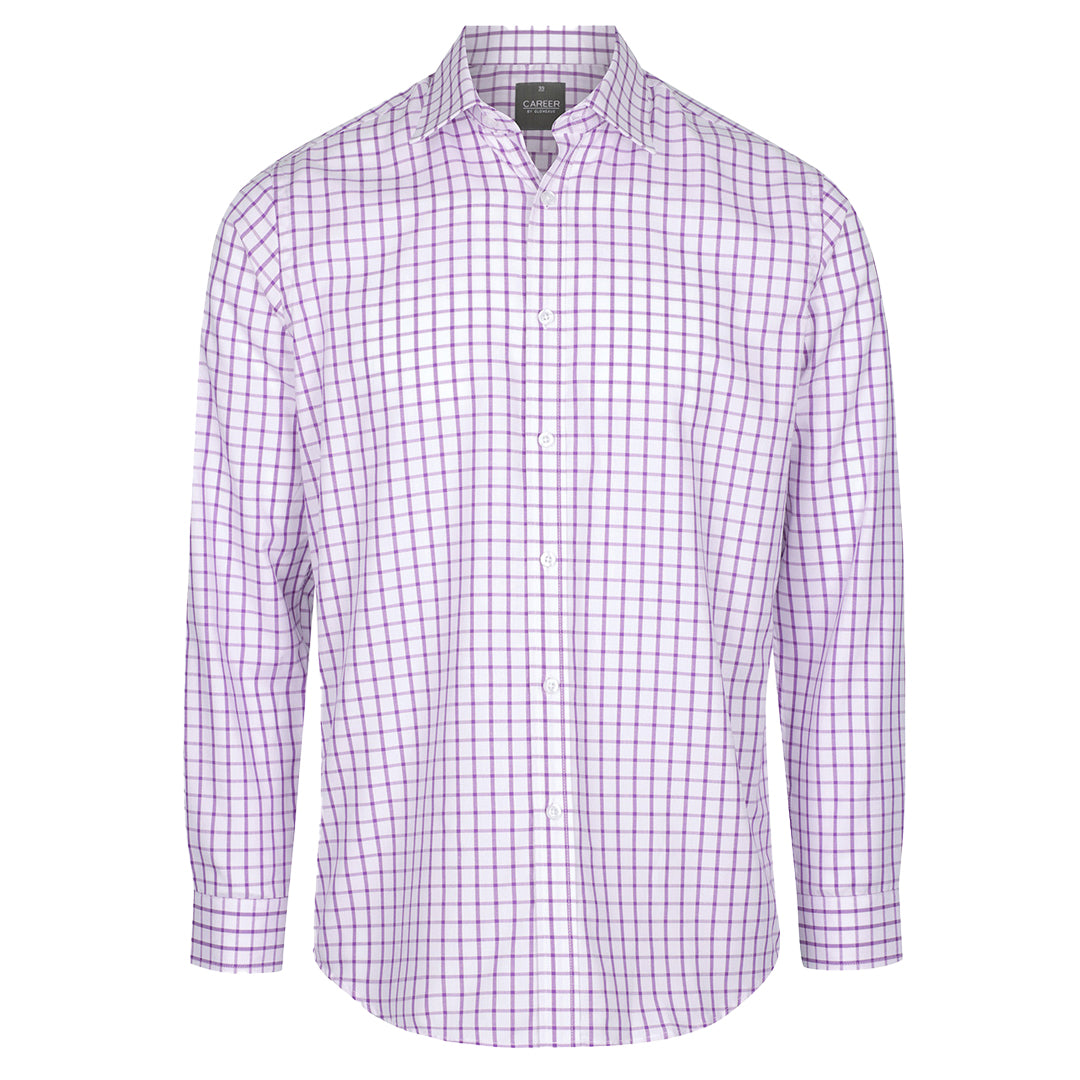 House of Uniforms The Bourke Oxford Check Shirt | Mens | Long Sleeve Gloweave Lilac