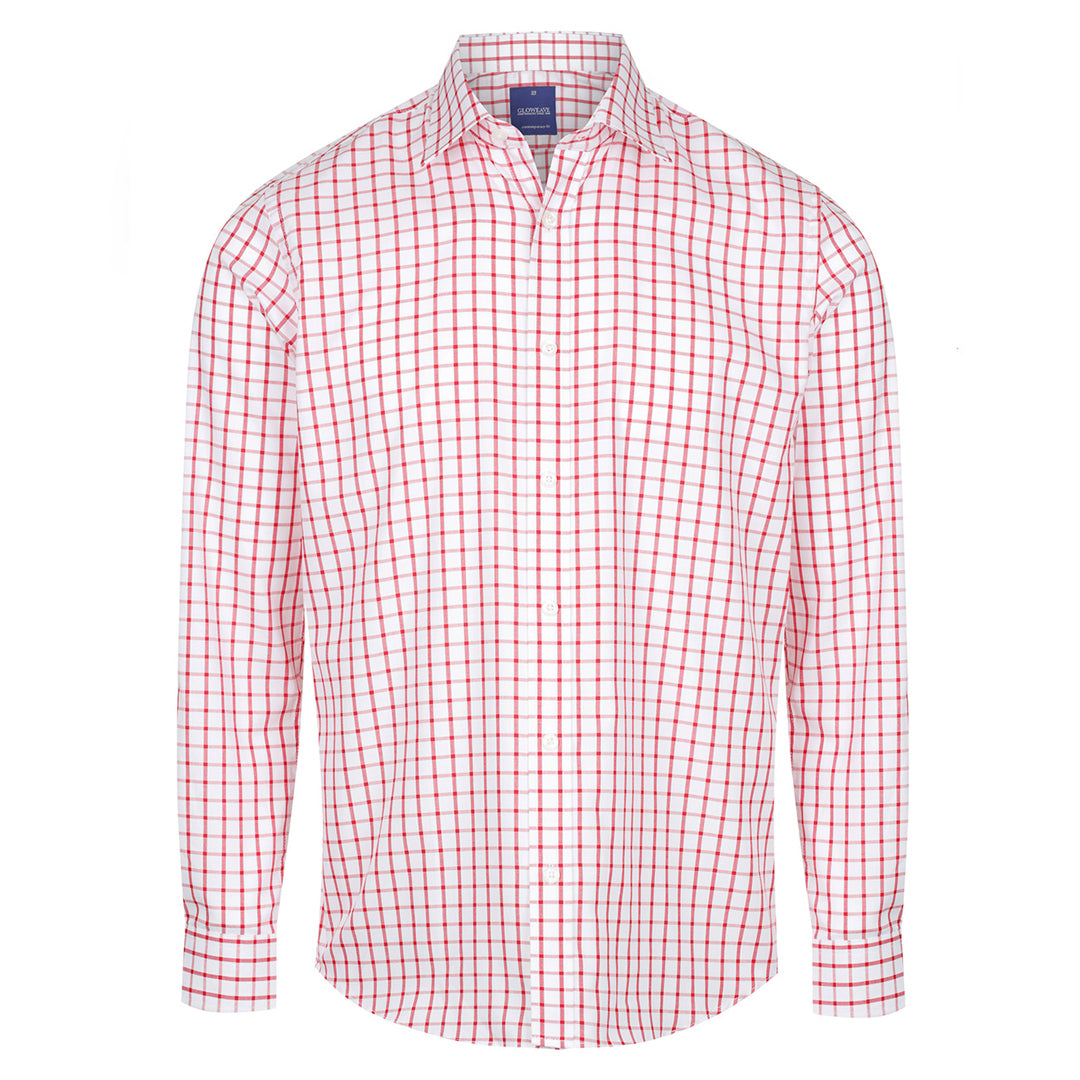 House of Uniforms The Bourke Oxford Check Shirt | Mens | Long Sleeve Gloweave Red