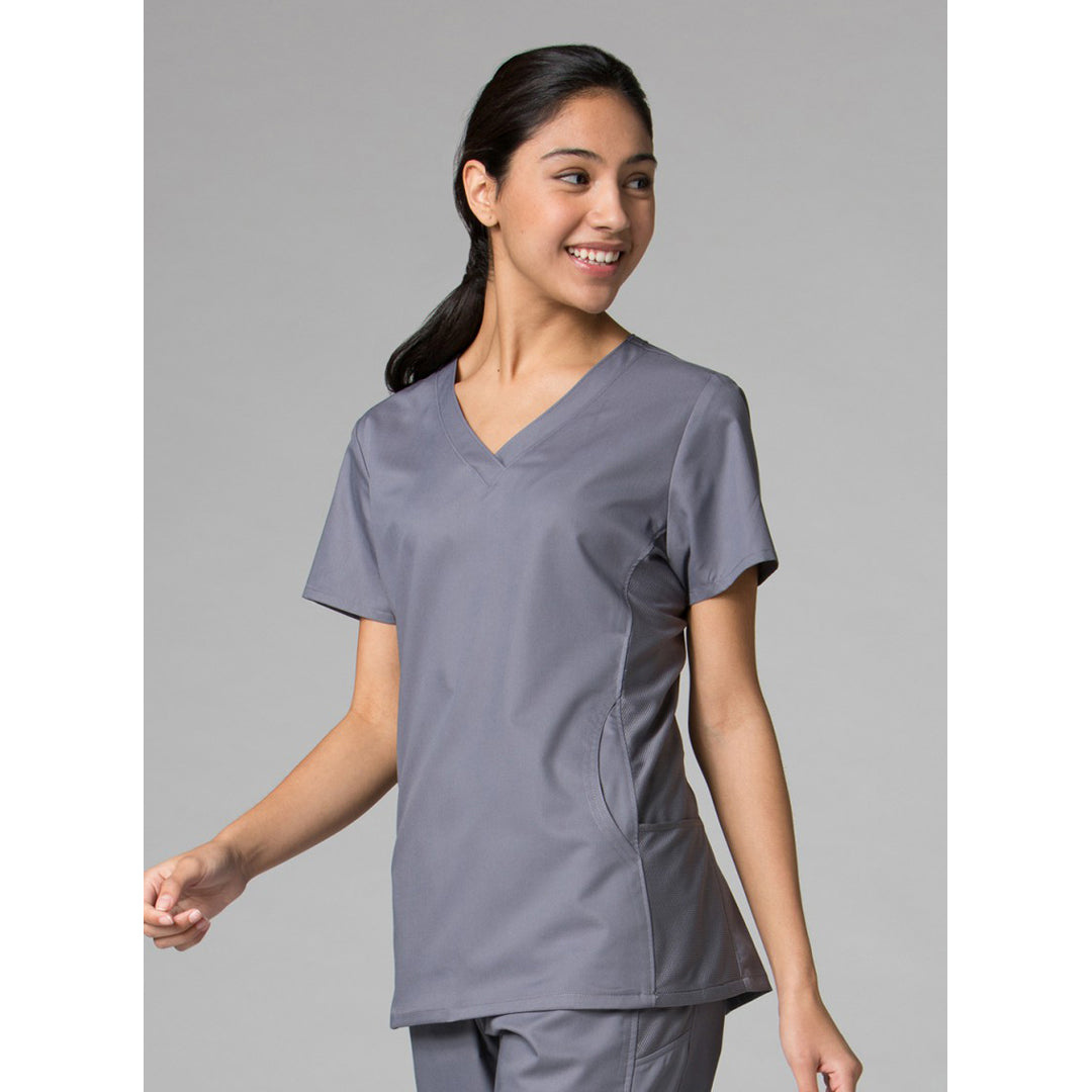 House of Uniforms The EON Active Mesh Panel Scrub Top | Ladies Maevn Pewter
