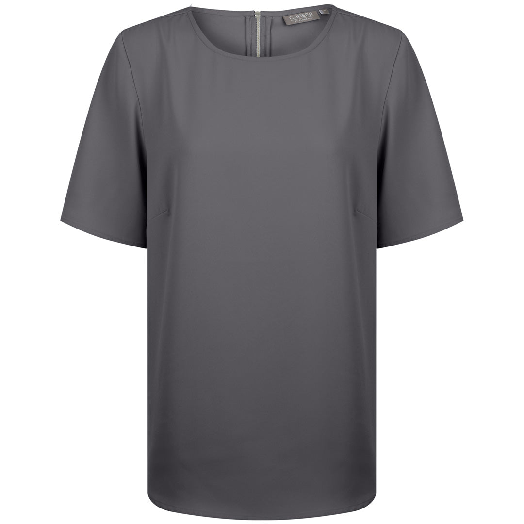 House of Uniforms The Taylor Top | Ladies | Short Sleeve Gloweave Charcoal