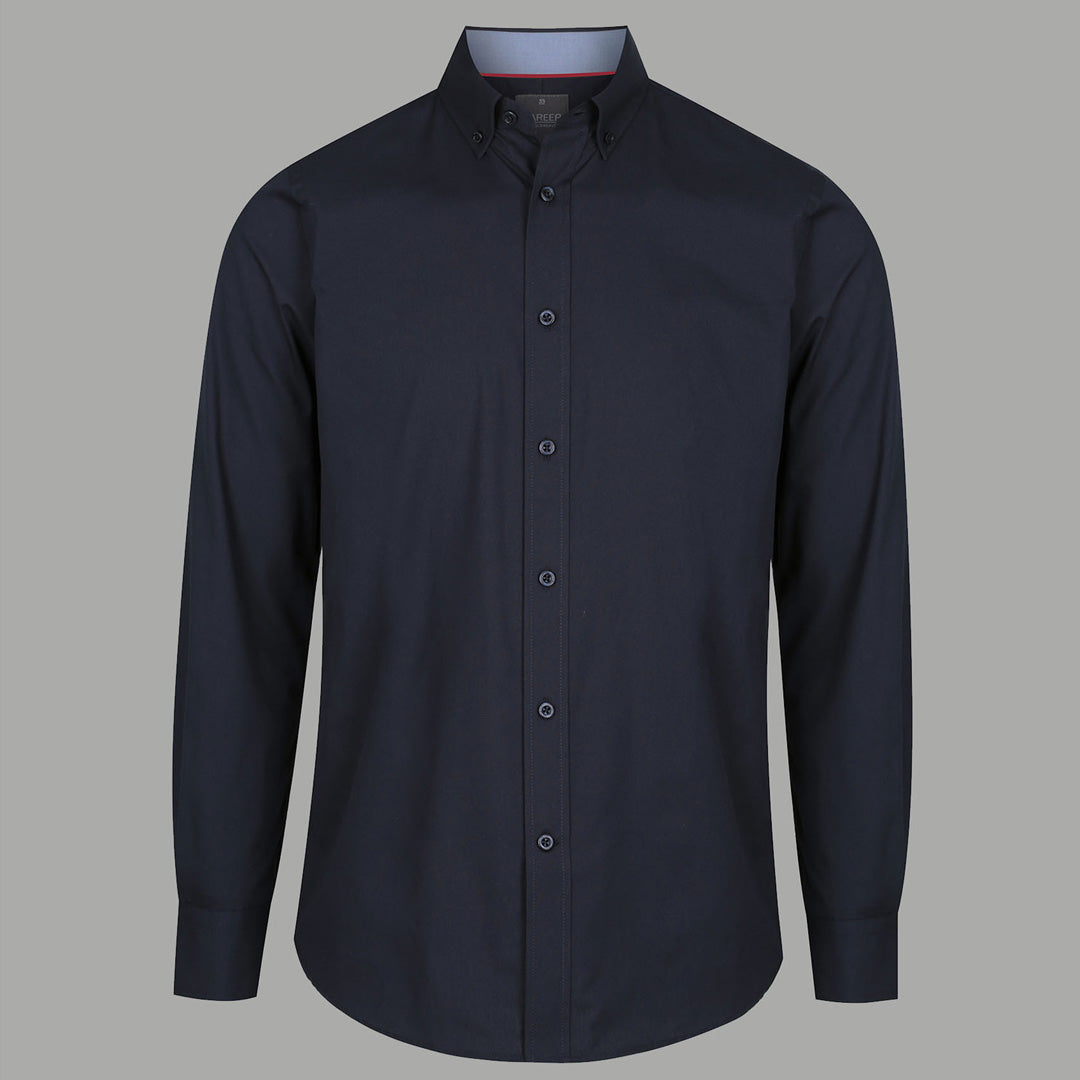 House of Uniforms The Bradford Shirt | Mens | Slim Fit | Long Sleeve Gloweave Navy