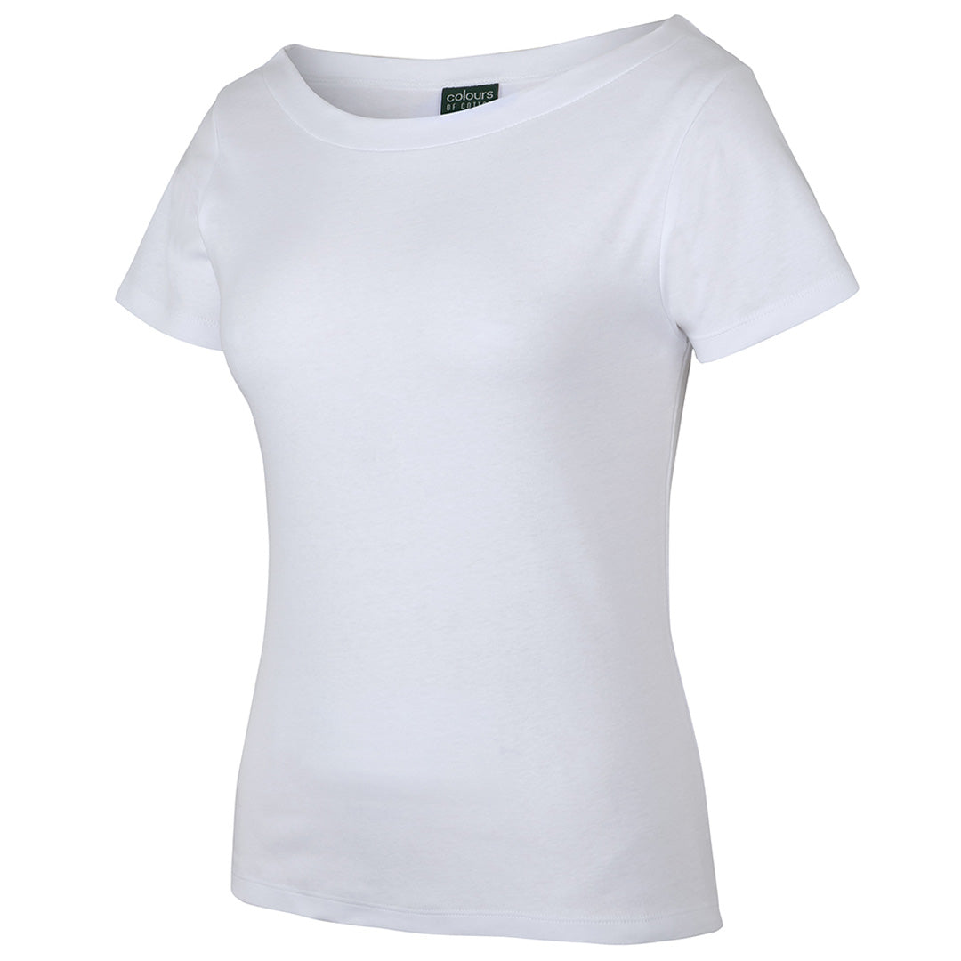 House of Uniforms The Boat Neck Tee | Short Sleeve | Ladies Jbs Wear White