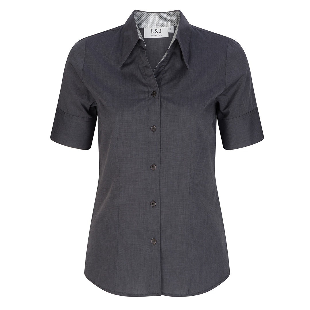 House of Uniforms The End on End Shirt | Ladies | Short Sleeve LSJ Collection Charcoal
