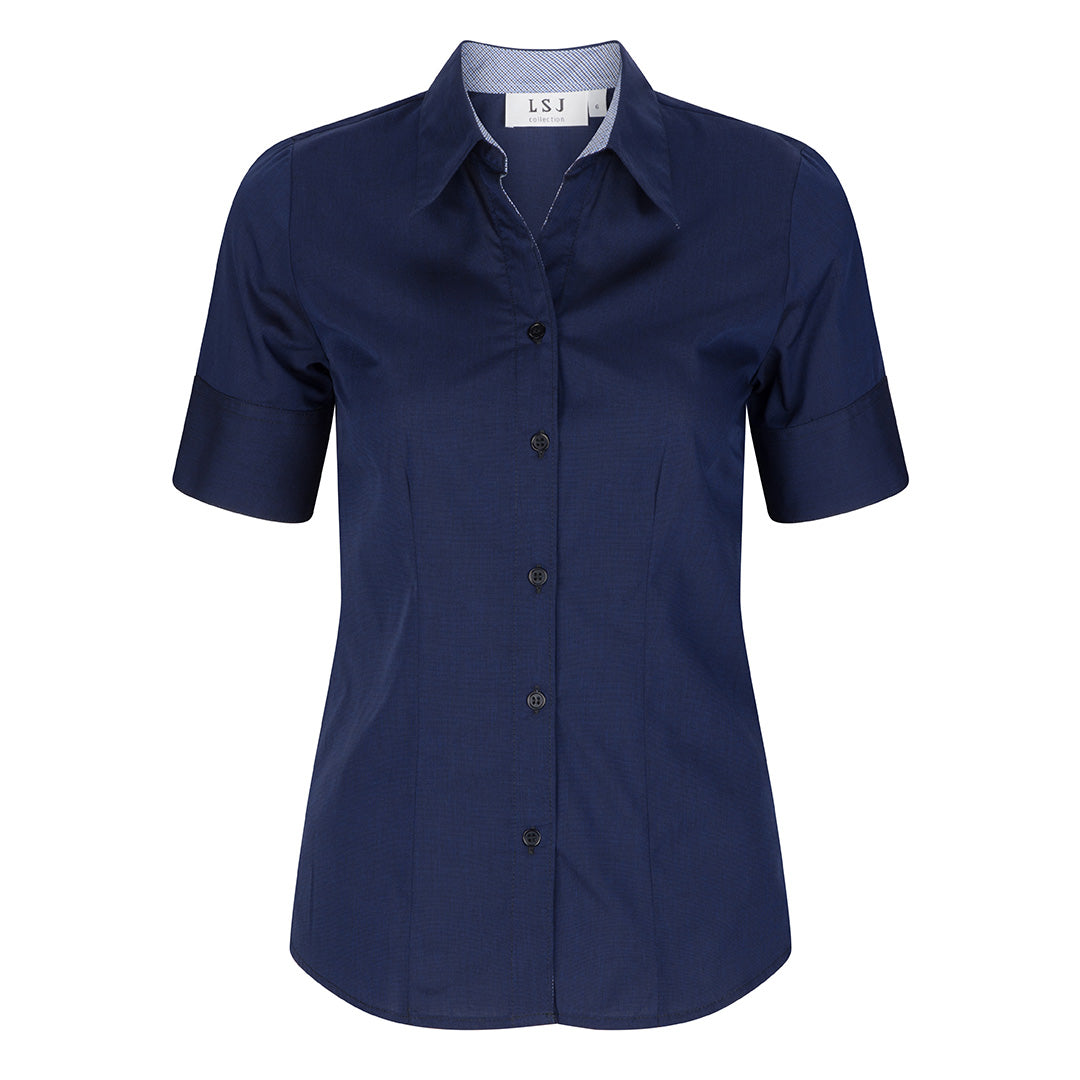 House of Uniforms The End on End Shirt | Ladies | Short Sleeve LSJ Collection Navy