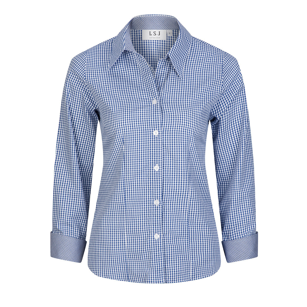 House of Uniforms The Gingham Check Shirt | Ladies | Long Sleeve LSJ Collection Blue