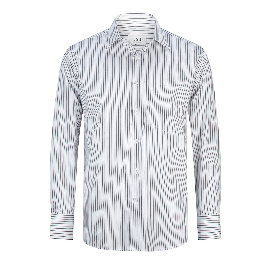 House of Uniforms The Shadow Stripe Shirt | Mens | Long Sleeve LSJ Collection White