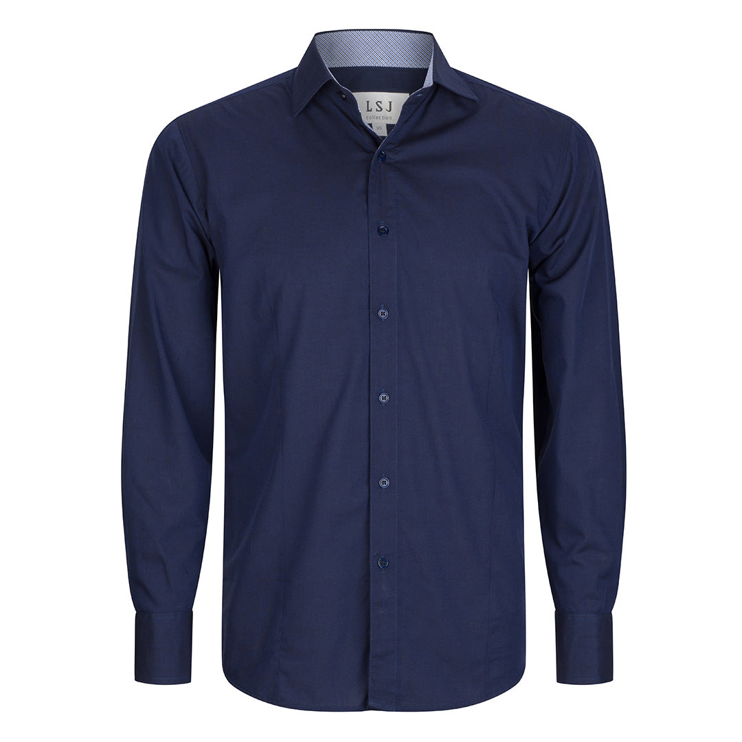House of Uniforms The End on End Shirt | Mens | Long Sleeve | Euro Fit LSJ Collection Navy