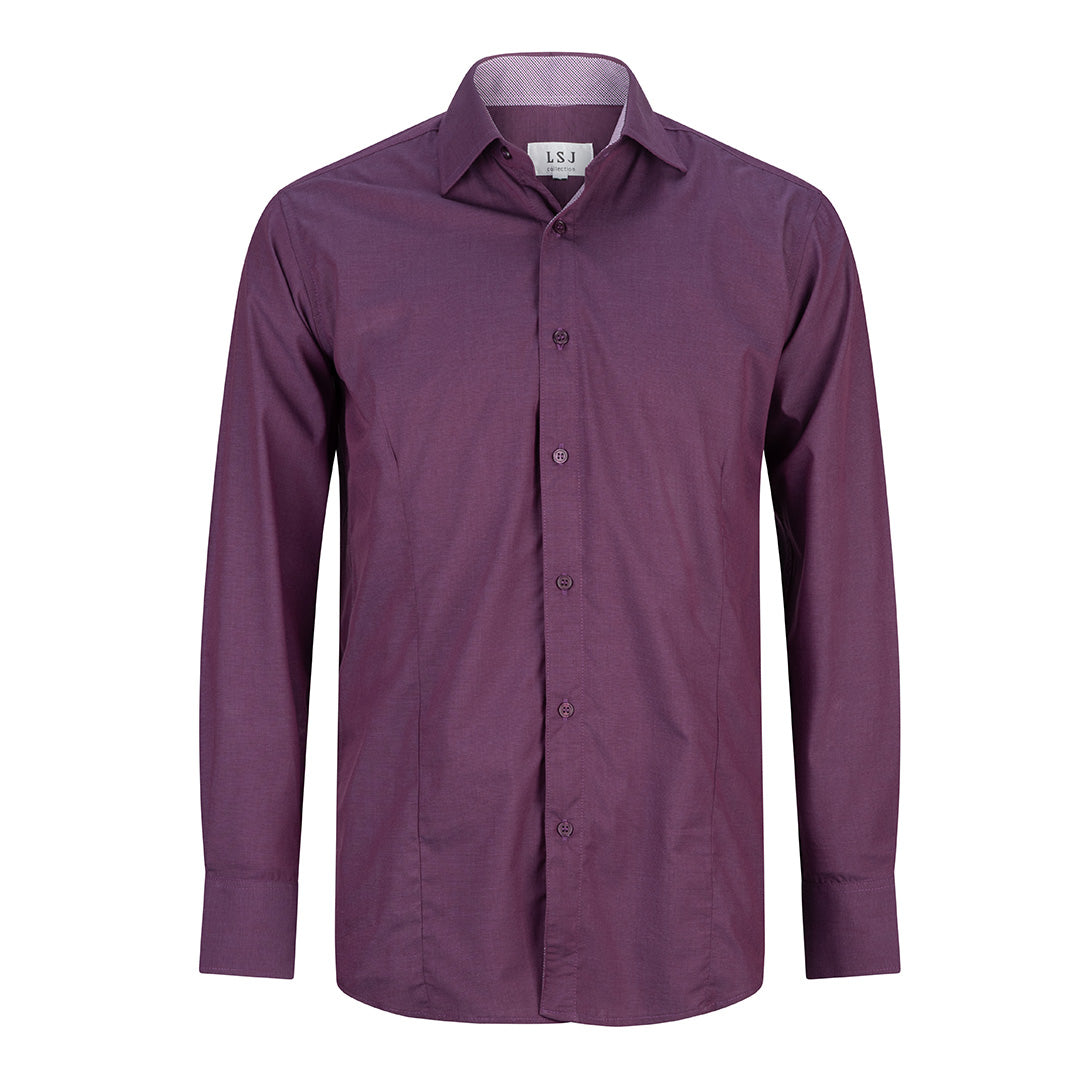 House of Uniforms The End on End Shirt | Mens | Long Sleeve | Euro Fit LSJ Collection Plum