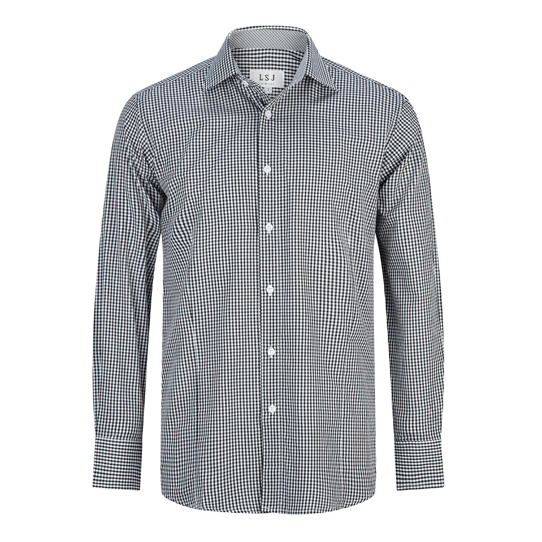 House of Uniforms The Gingham Check Shirt | Mens | Long Sleeve | Euro Fit LSJ Collection Black