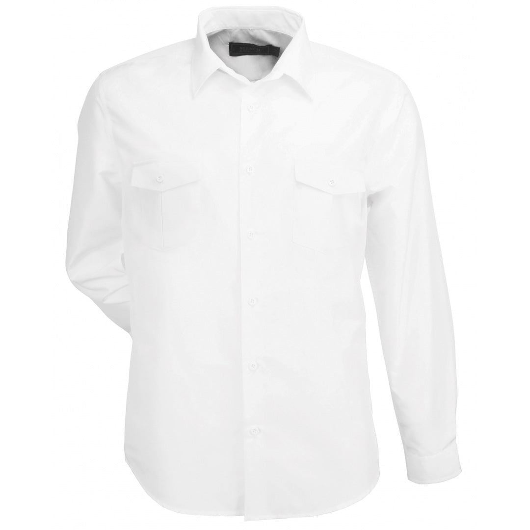 House of Uniforms The Hospitality Nano Shirt | Mens | Long Sleeve Stencil White