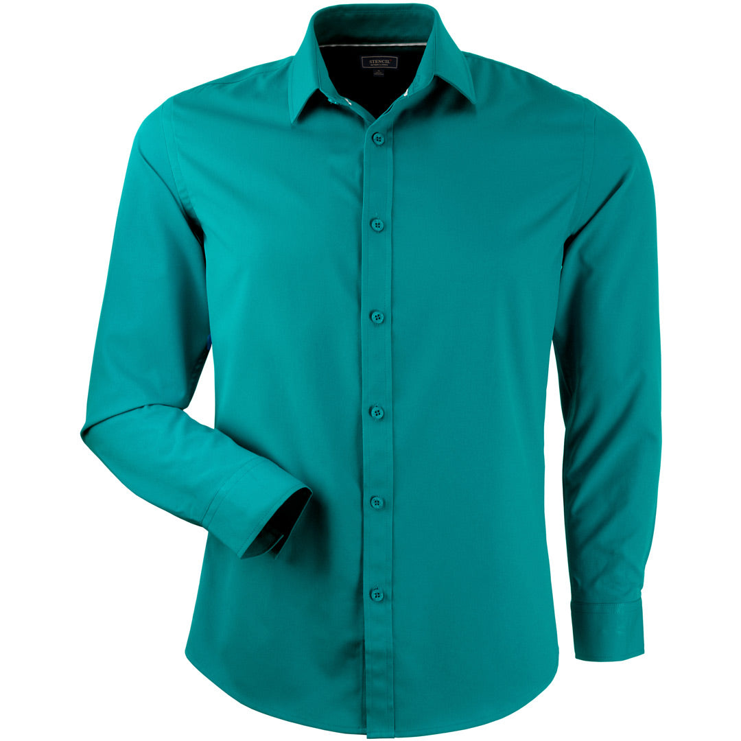 House of Uniforms The Candidate Shirt | Mens | Long Sleeve Stencil Teal