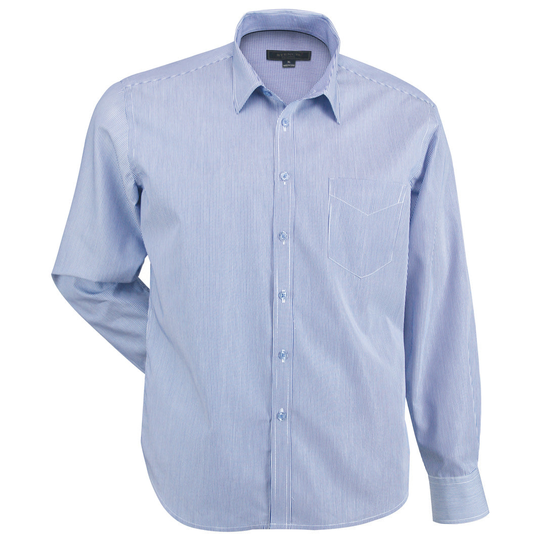 House of Uniforms The Inspire Shirt | Mens | Long Sleeve Stencil Mid Blue