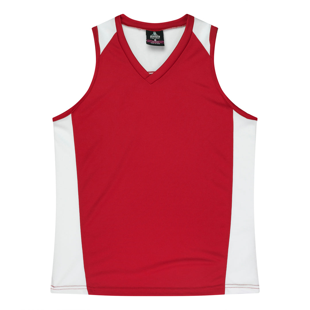 House of Uniforms The Premier Singlet | Ladies Aussie Pacific Red/White