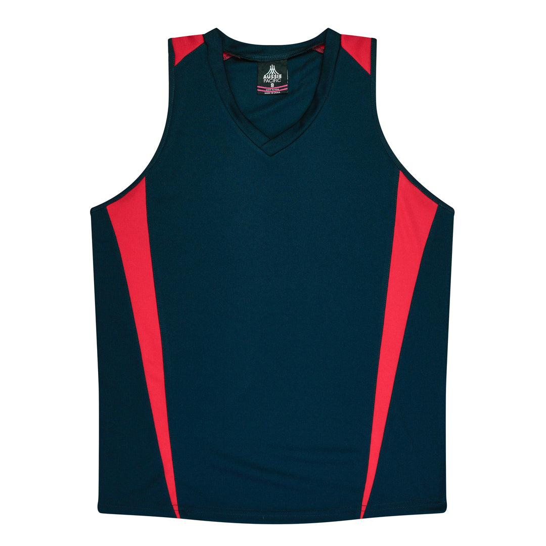 House of Uniforms The Eureka Singlet | Ladies Aussie Pacific Navy/Red