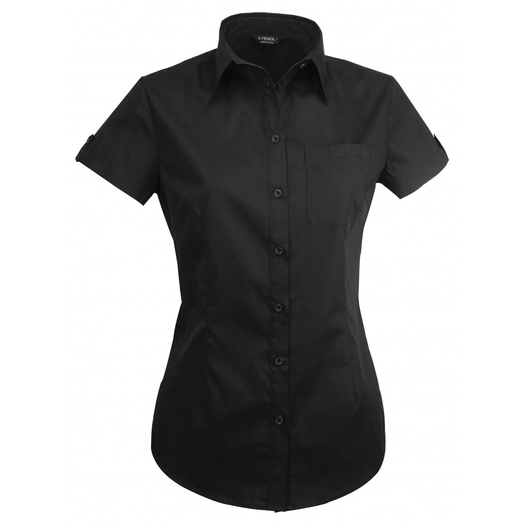 House of Uniforms The Hospitality Nano Shirt | Ladies | Short Sleeve Stencil Black