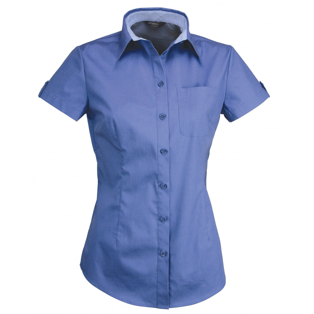House of Uniforms The Hospitality Nano Shirt | Ladies | Short Sleeve Stencil Slate Blue