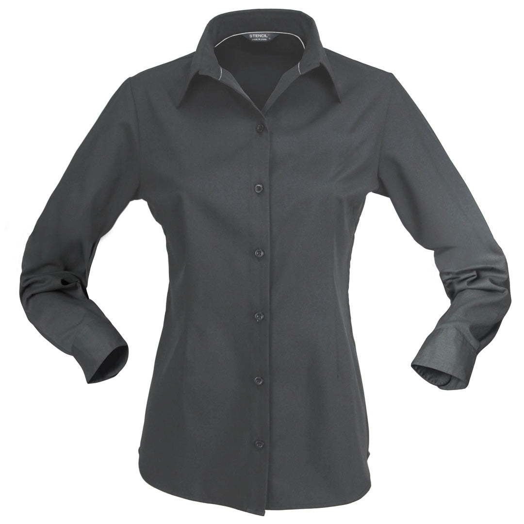 House of Uniforms The Candidate Shirt | Ladies | Long Sleeve Stencil Charcoal
