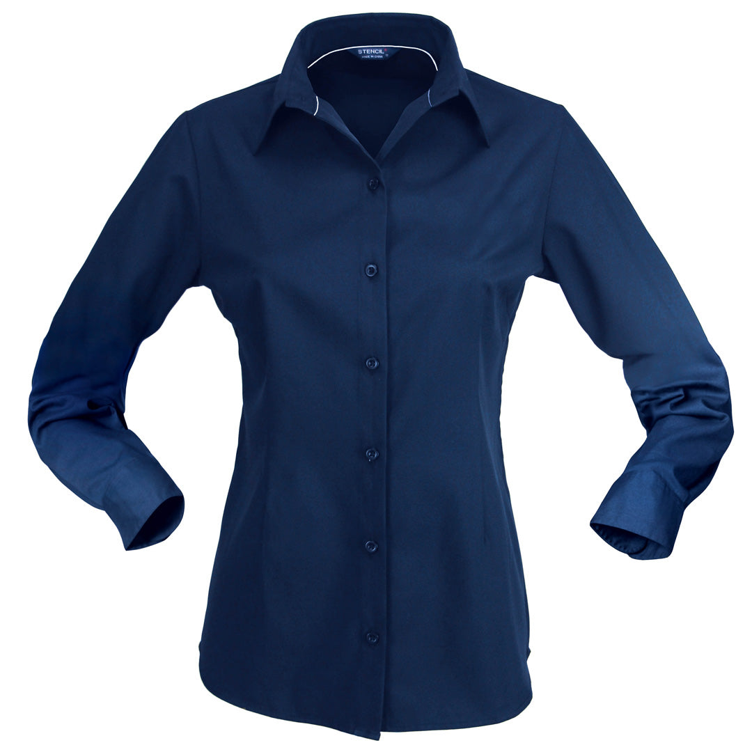 House of Uniforms The Candidate Shirt | Ladies | Long Sleeve Stencil Navy