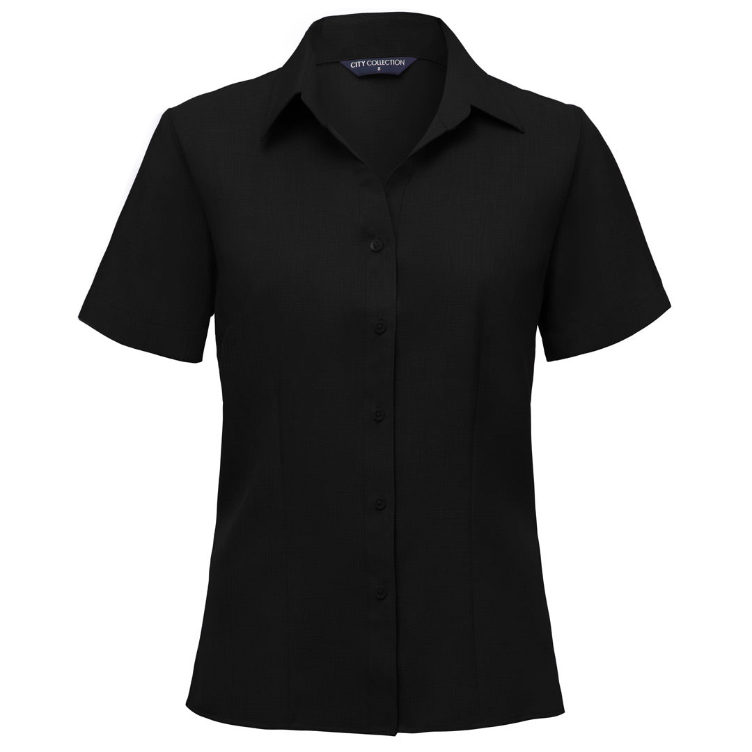 House of Uniforms The Ezylin Shirt | Ladies | Short Sleeve | Plus City Collection Black