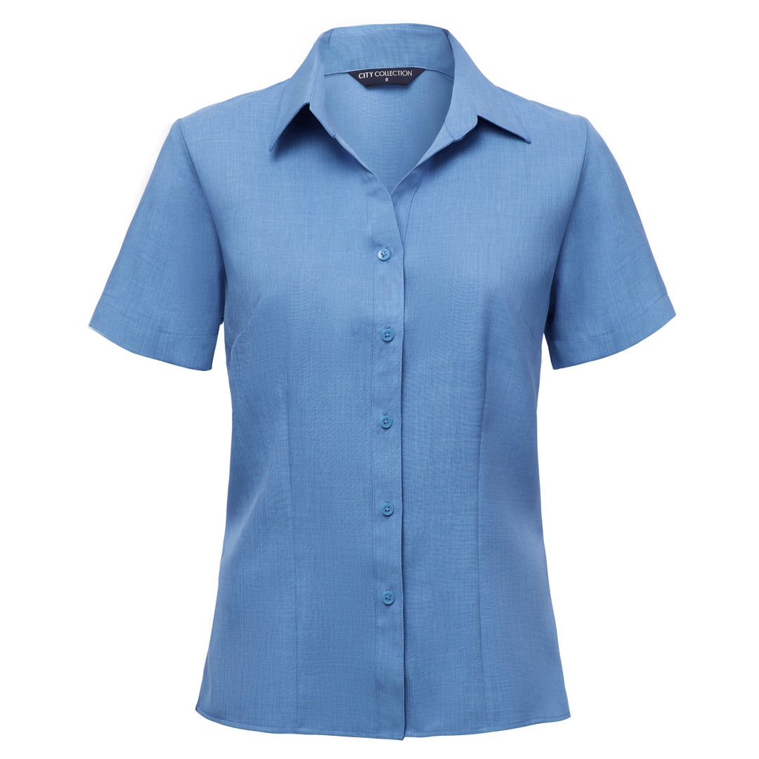 House of Uniforms The Ezylin Shirt | Ladies | Short Sleeve | Plus City Collection Light Blue