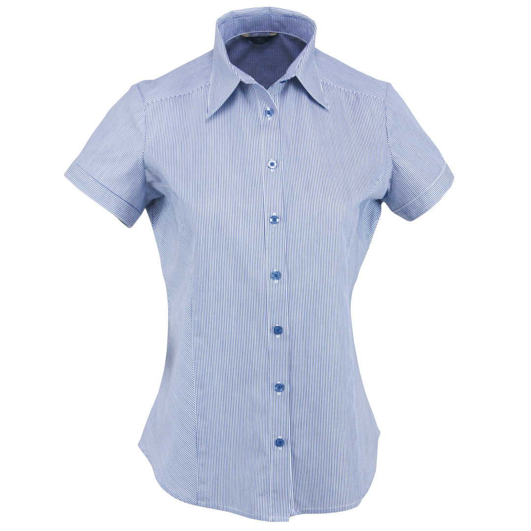 House of Uniforms The Inspire Shirt | Ladies | Short Sleeve Stencil Mid Blue