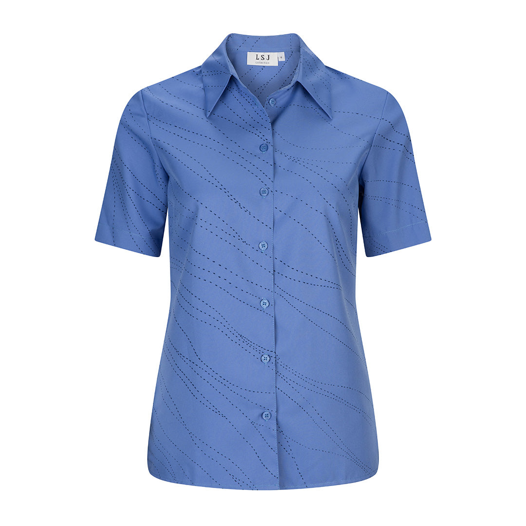 House of Uniforms The Wave Shirt | Ladies | Short Sleeve LSJ Collection Blue
