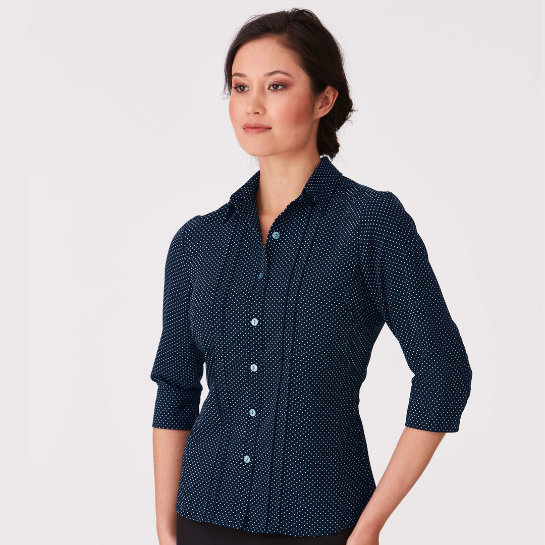 House of Uniforms The Spot Shirt | Ladies | 3/4 Sleeve | Plus City Collection Navy