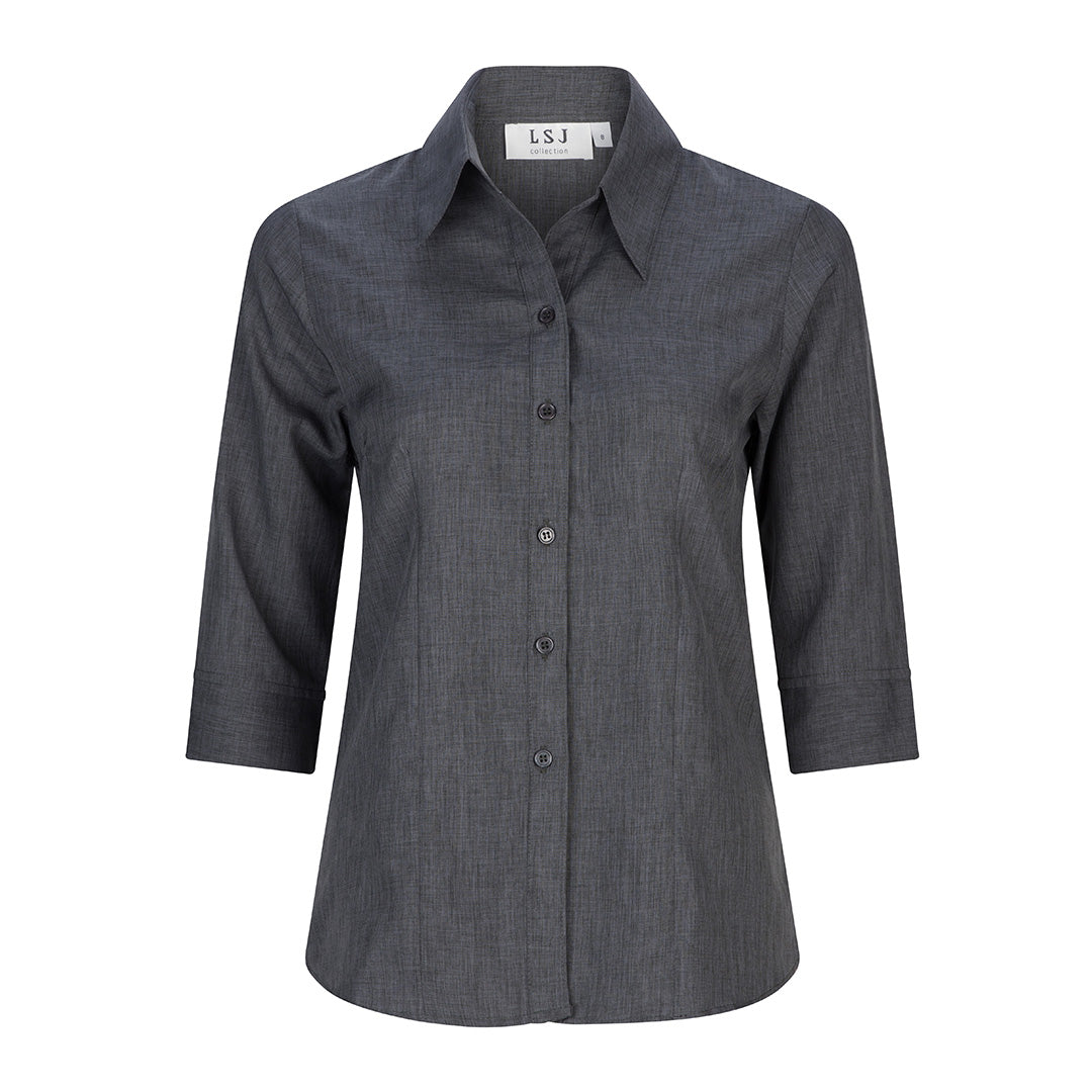 House of Uniforms The Freedom Shirt | Ladies | 3/4 Sleeve LSJ Collection Charcoal