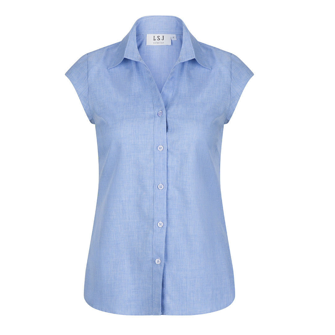 House of Uniforms The Freedom Shirt | Ladies | Cap Sleeve LSJ Collection Periwinkle