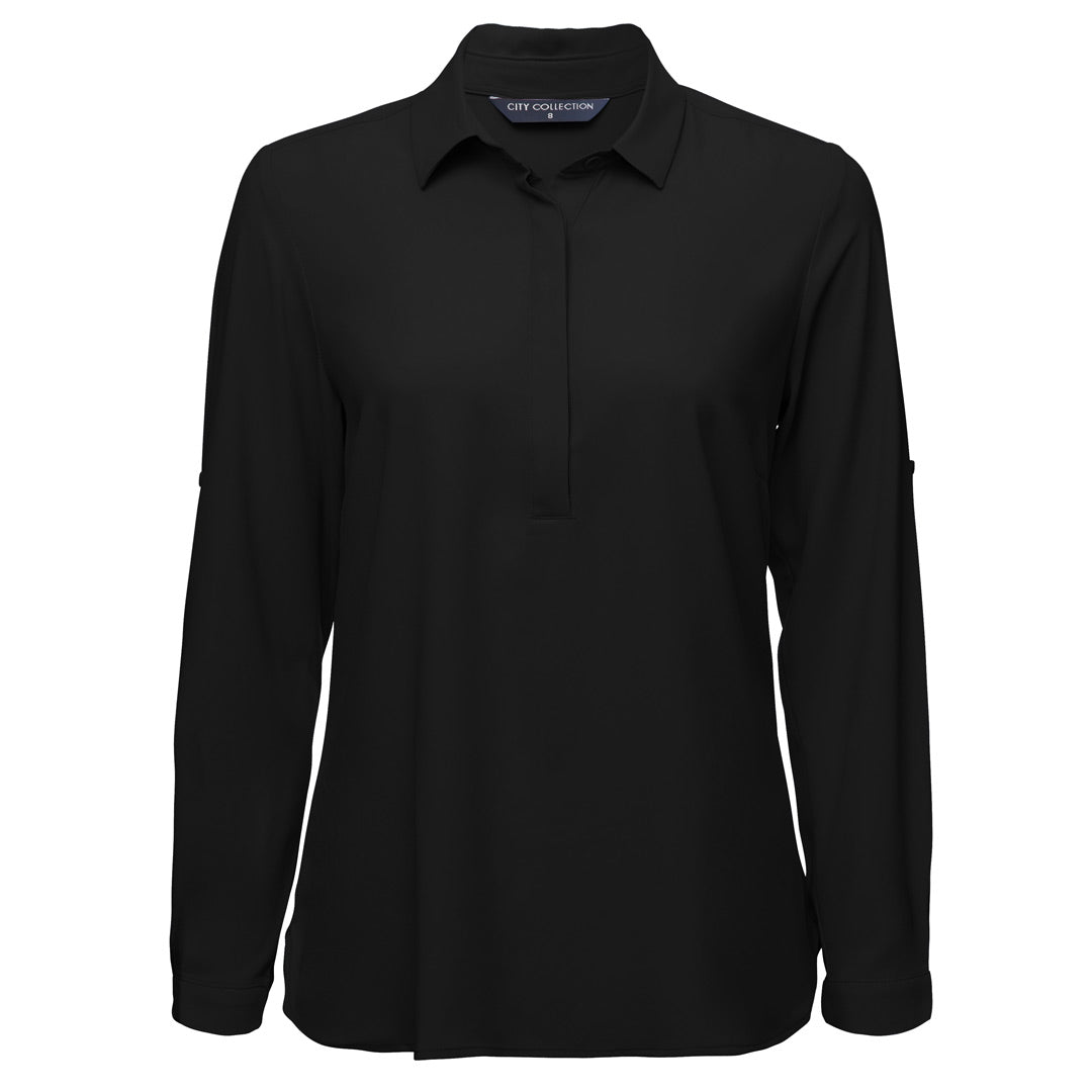 House of Uniforms The Meghan Shirt | Ladies | Long Sleeve City Collection Black