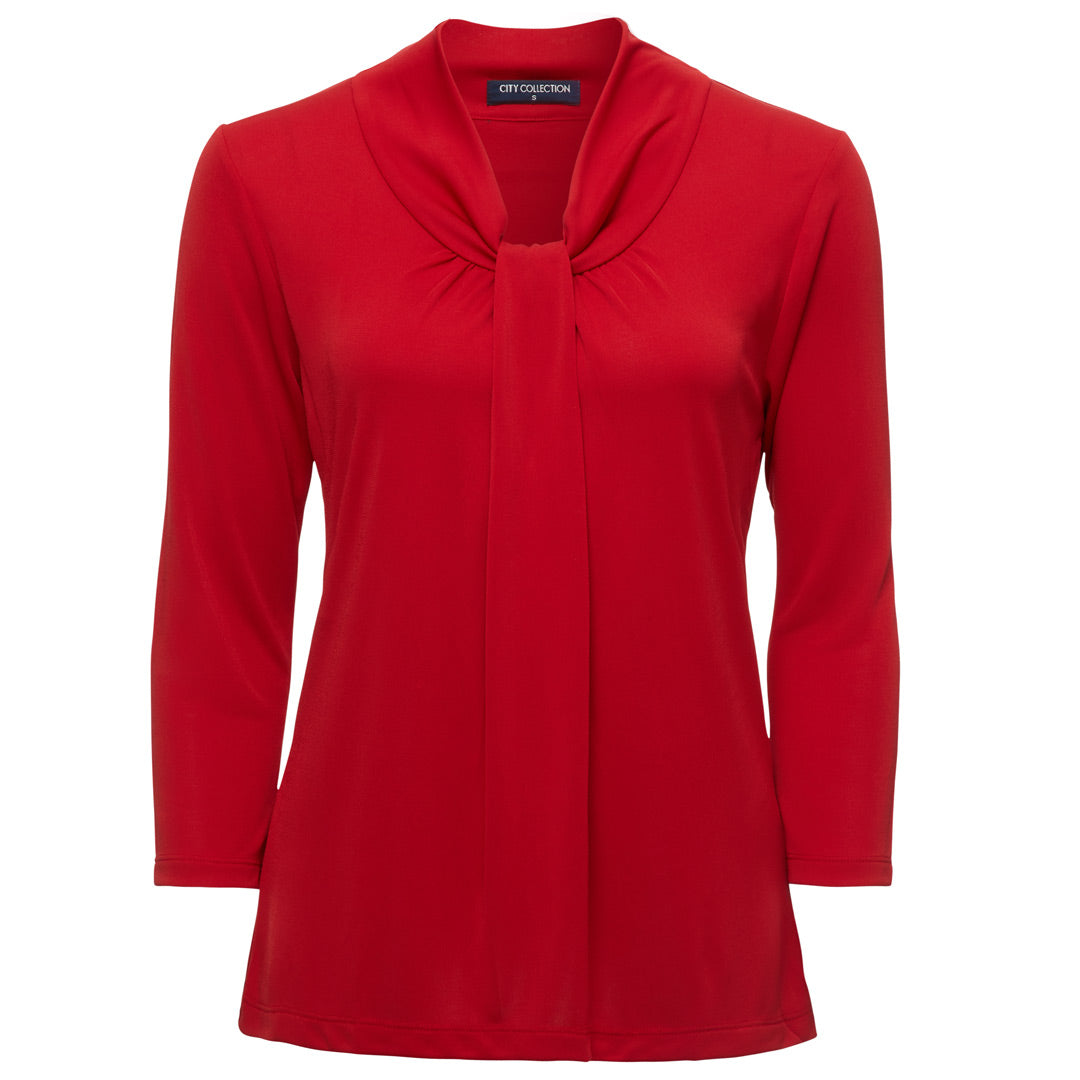 House of Uniforms The Pippa Knit Top | Ladies | 3/4 Sleeve City Collection Red