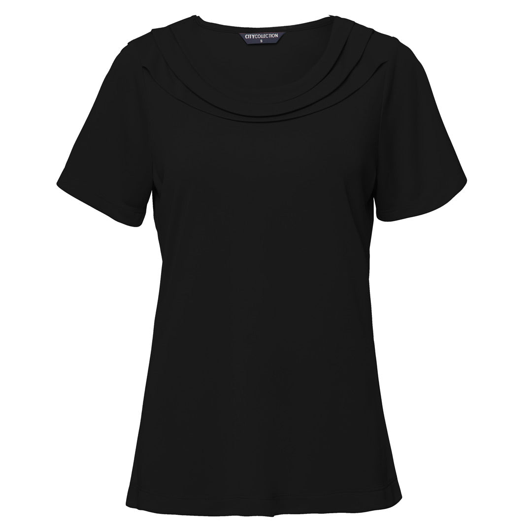 House of Uniforms The Eva Knit Top | Ladies | Short Sleeve City Collection Black