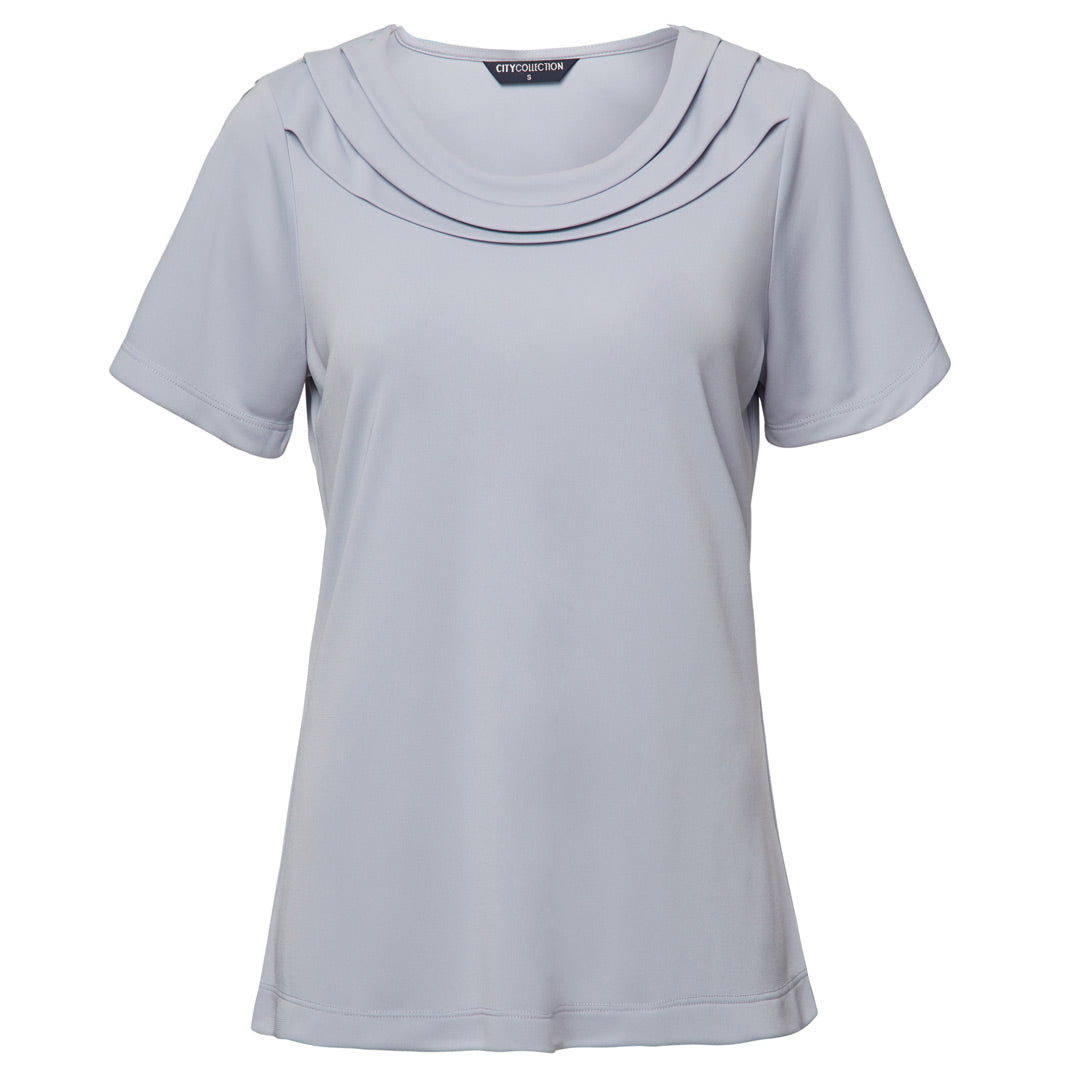 House of Uniforms The Eva Knit Top | Ladies | Short Sleeve City Collection Silver
