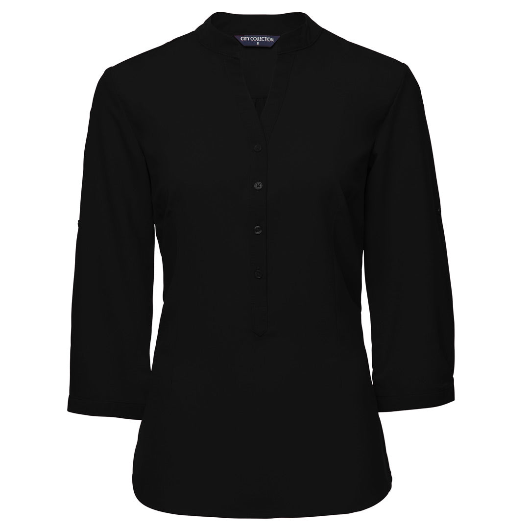 House of Uniforms The So Ezy Shirt | Ladies | 3/4 Sleeve City Collection Black