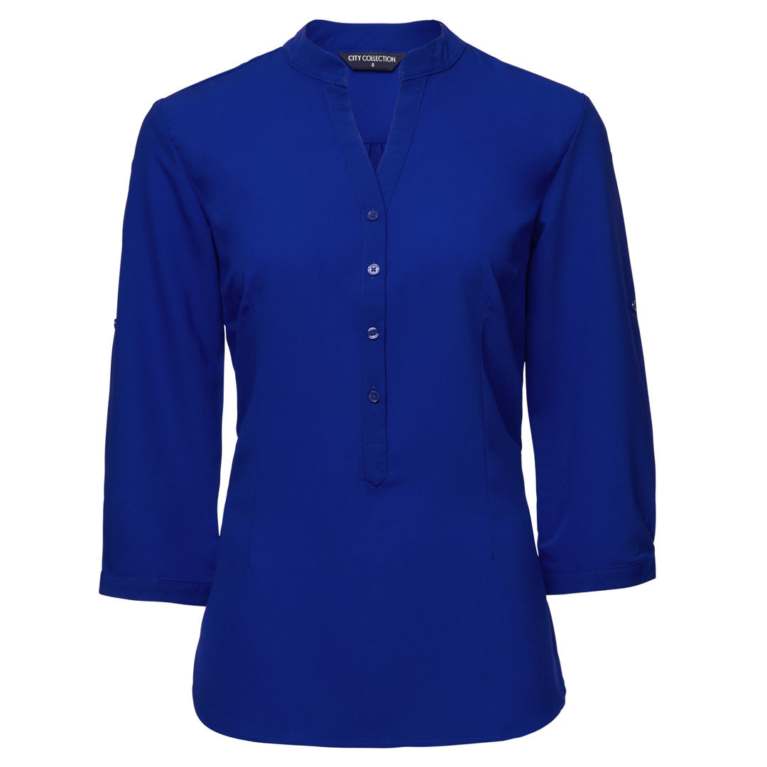 House of Uniforms The So Ezy Shirt | Ladies | 3/4 Sleeve City Collection Cobalt