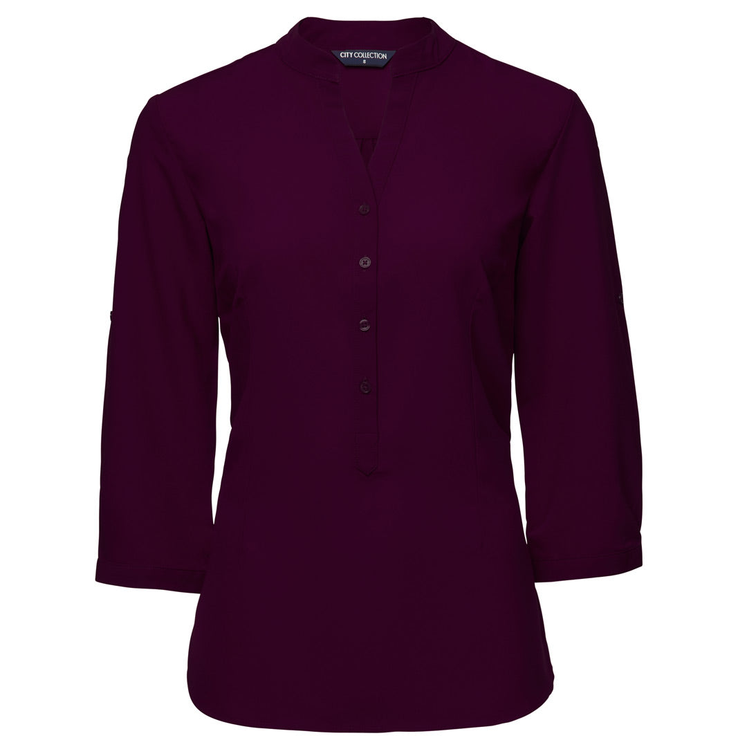 House of Uniforms The So Ezy Shirt | Ladies | 3/4 Sleeve City Collection Grape