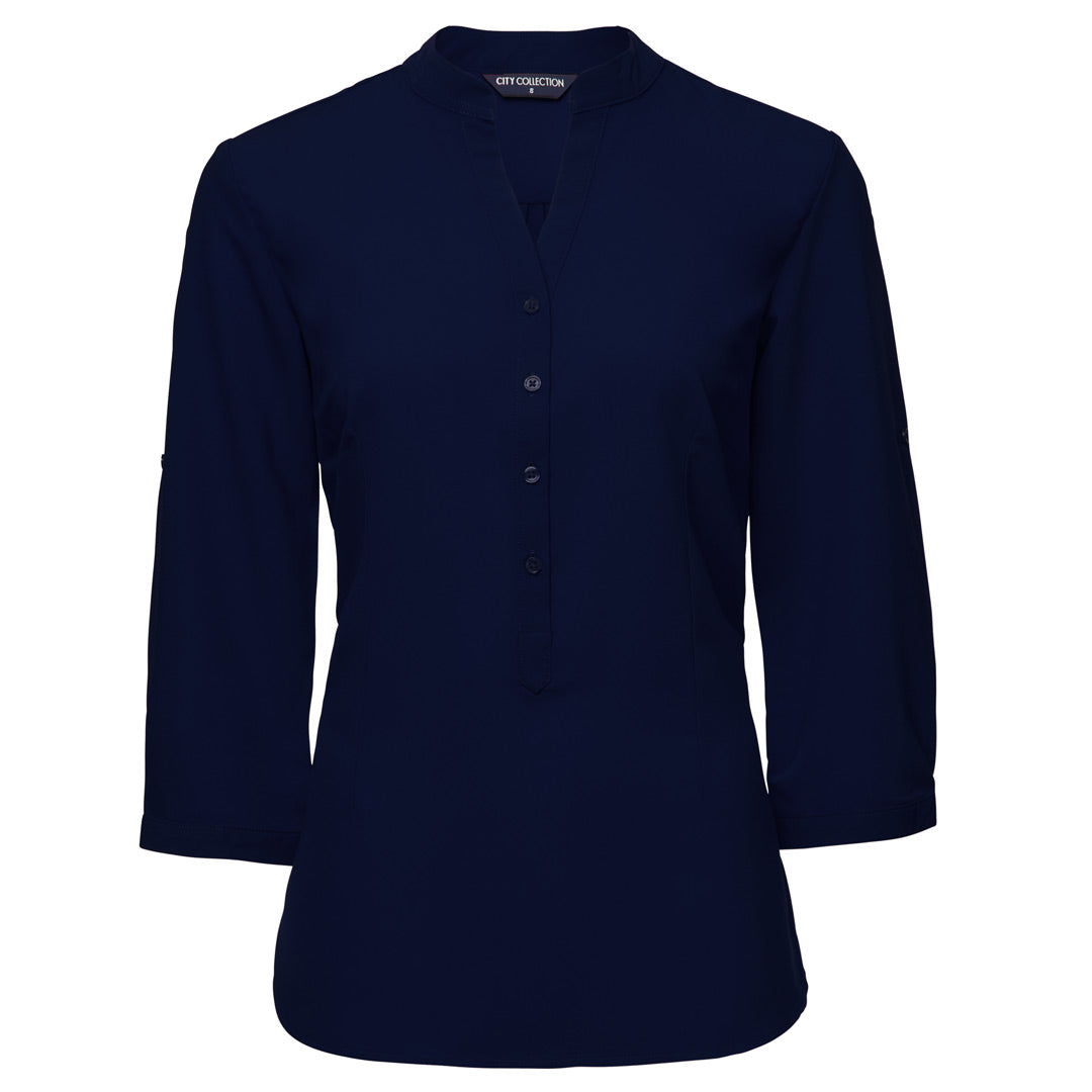 House of Uniforms The So Ezy Shirt | Ladies | 3/4 Sleeve City Collection Navy