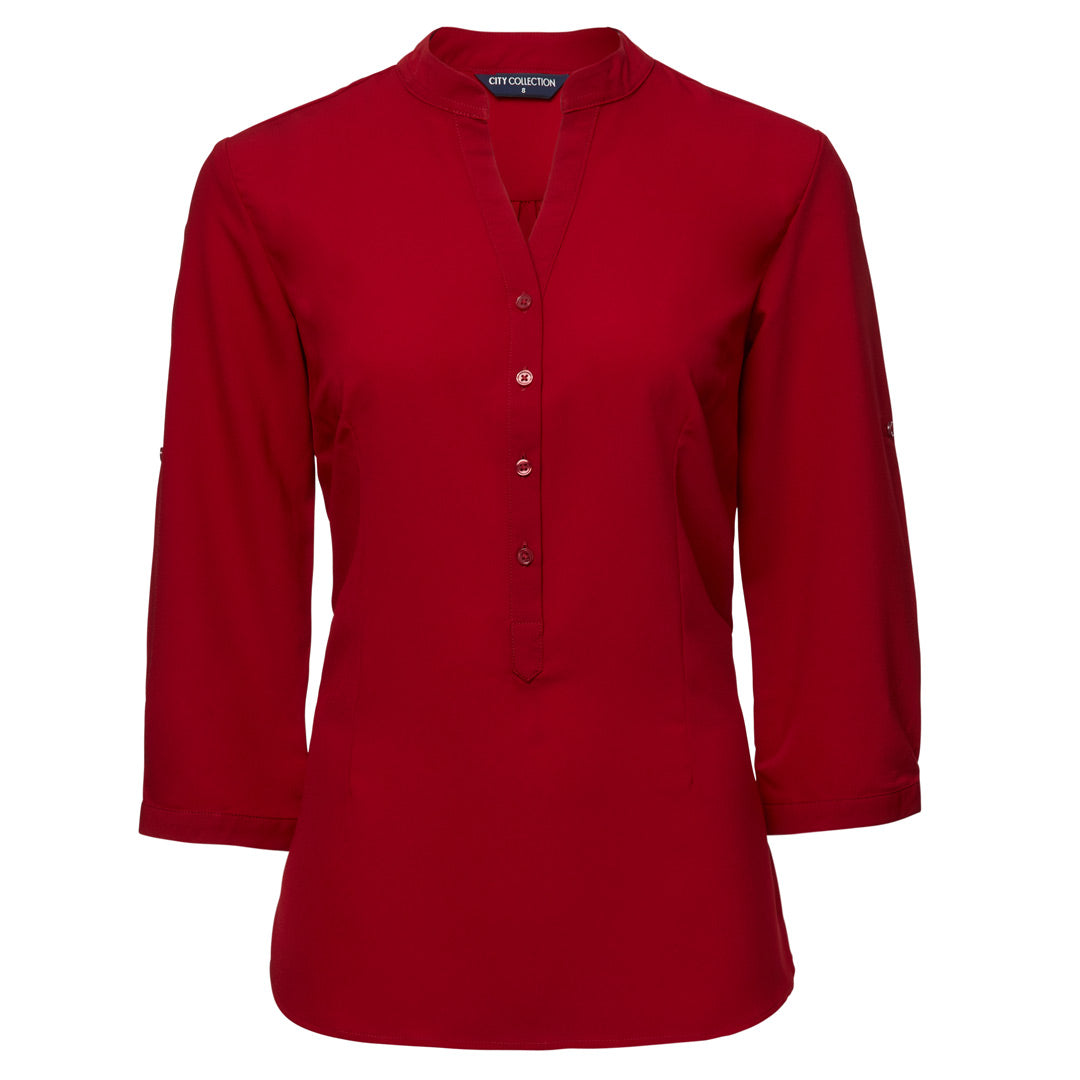 House of Uniforms The So Ezy Shirt | Ladies | 3/4 Sleeve City Collection Red