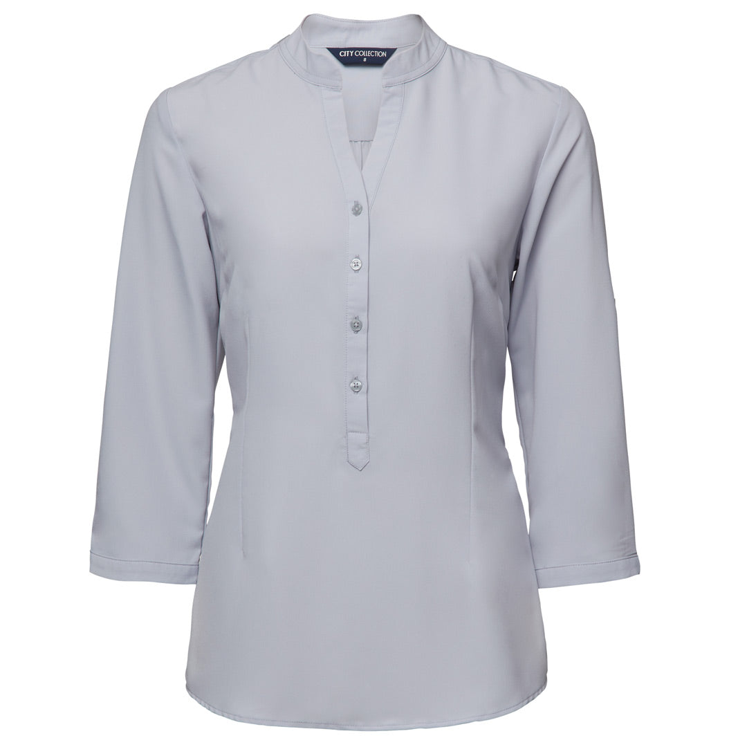 House of Uniforms The So Ezy Shirt | Ladies | 3/4 Sleeve City Collection Silver
