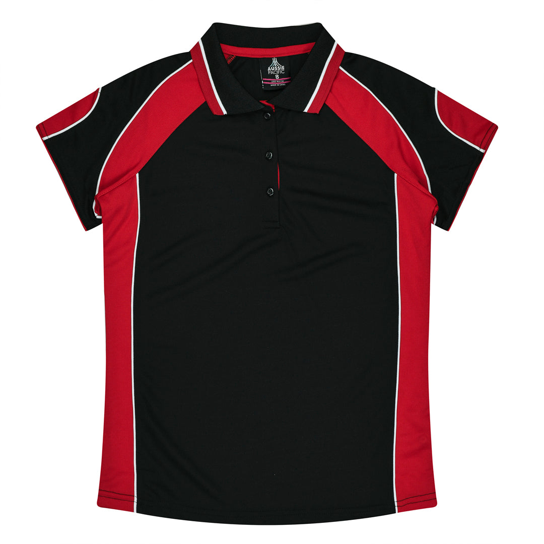 House of Uniforms The Murray Polo | Ladies Aussie Pacific Black/Red