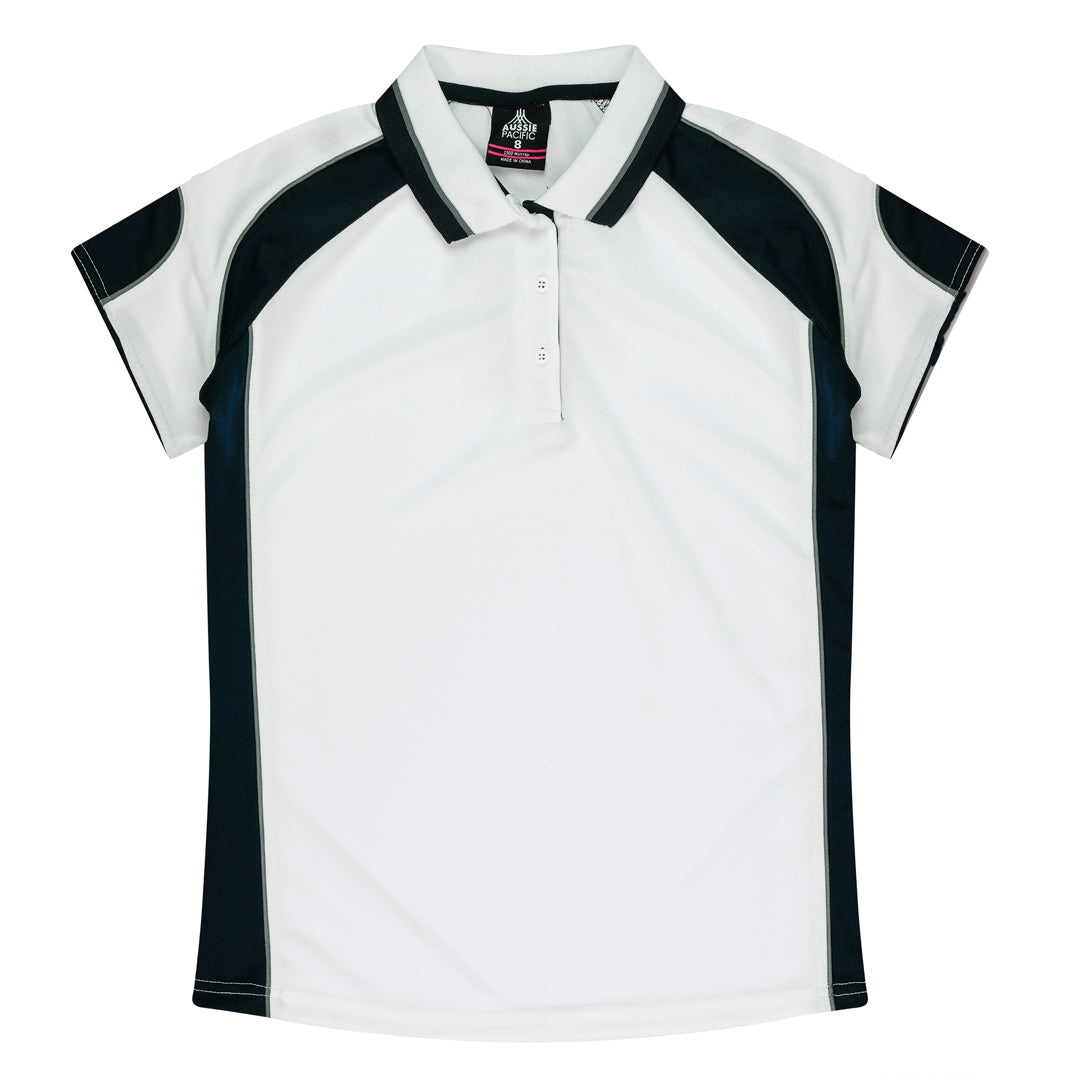 House of Uniforms The Murray Polo | Plus | Ladies Aussie Pacific White/Navy