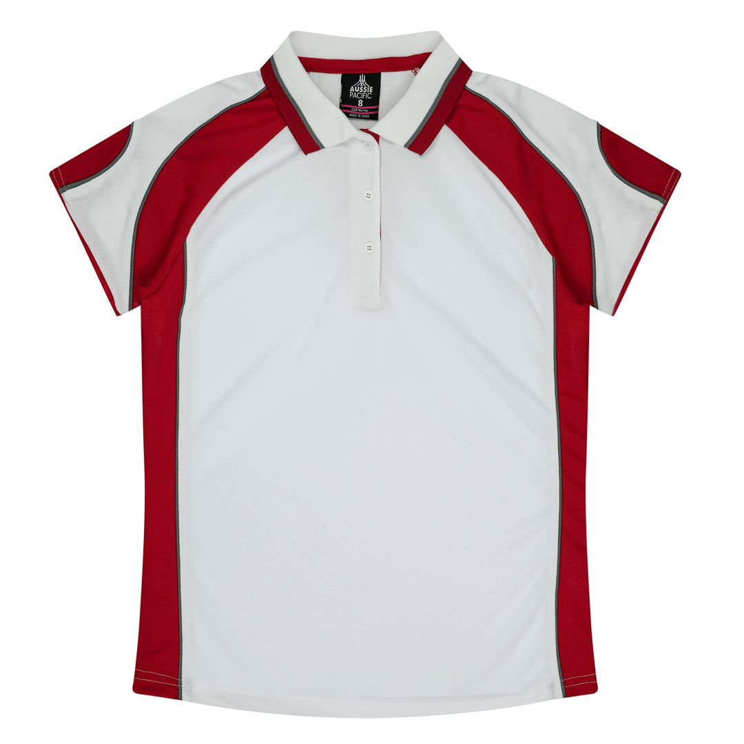 House of Uniforms The Murray Polo | Ladies Aussie Pacific White/Red