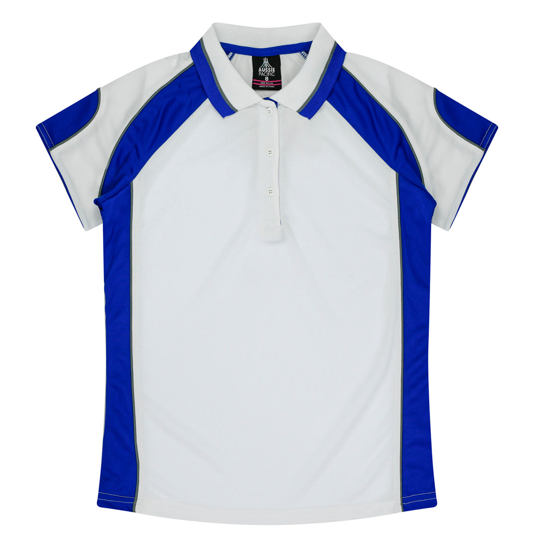 House of Uniforms The Murray Polo | Ladies Aussie Pacific White/Royal