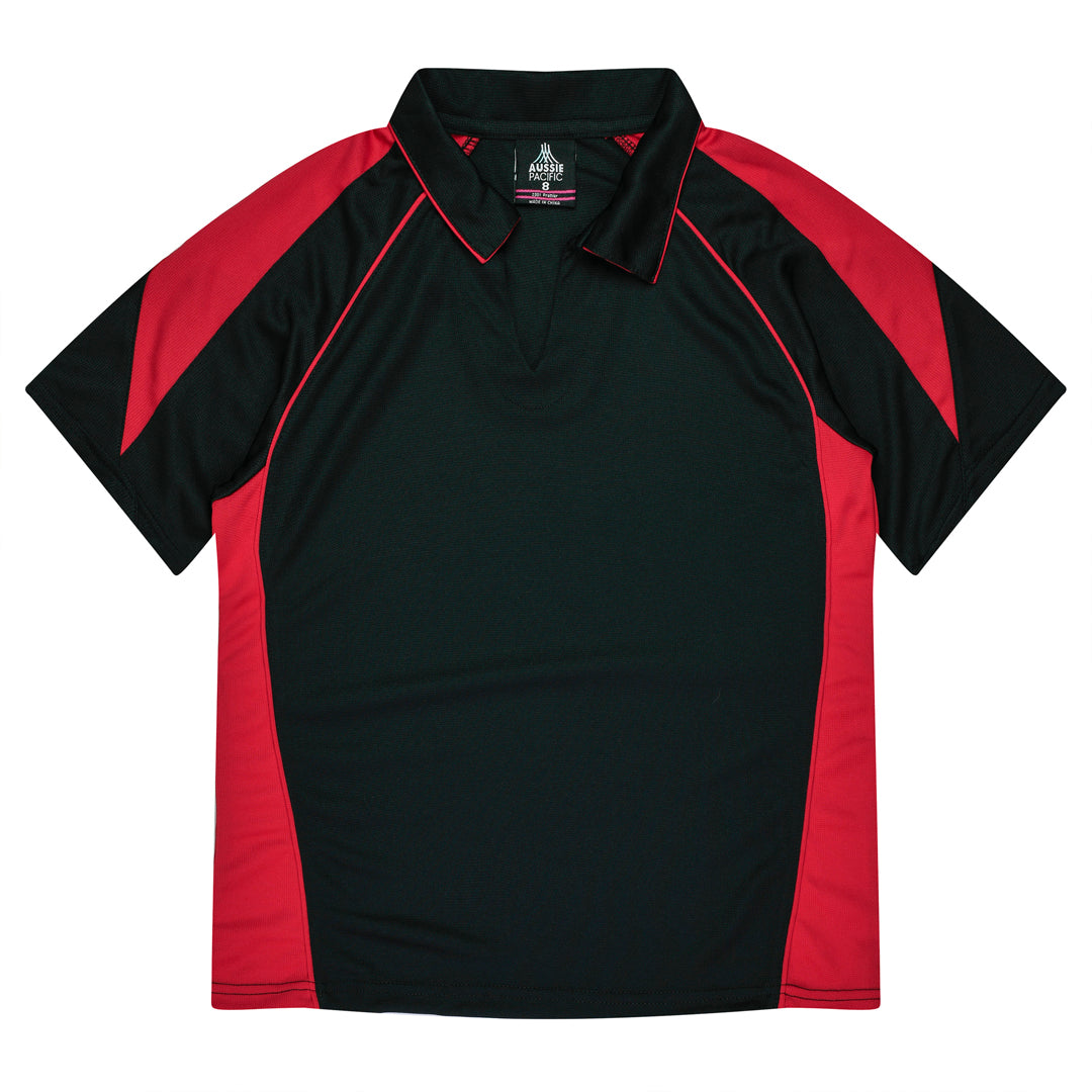 House of Uniforms The Premier Polo | Plus | Ladies Aussie Pacific Black/Red
