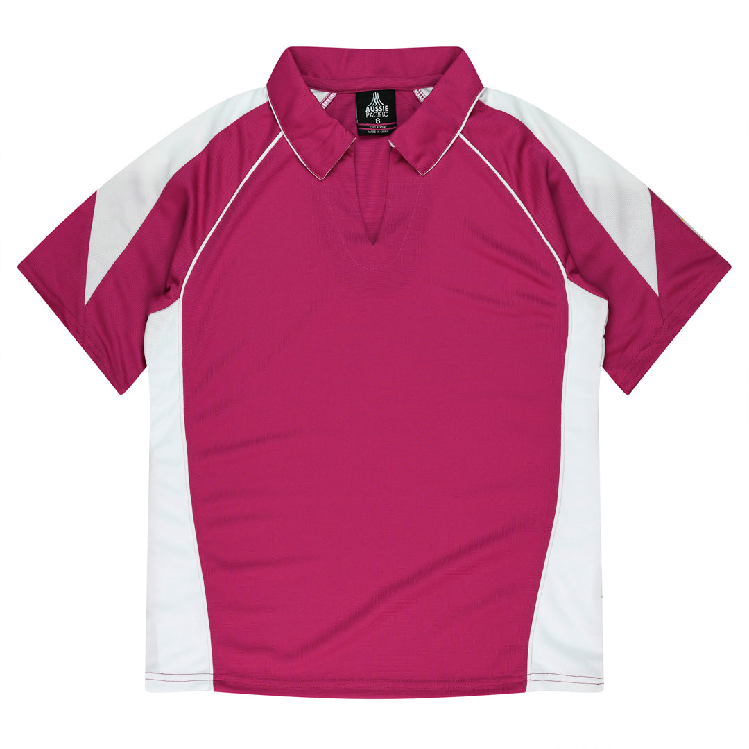 House of Uniforms The Premier Polo | Plus | Ladies Aussie Pacific Pink/White
