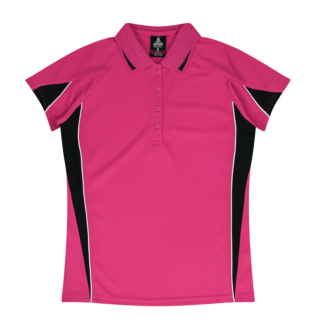 House of Uniforms The Eureka Polo Shirt | Ladies Aussie Pacific Pink/Black