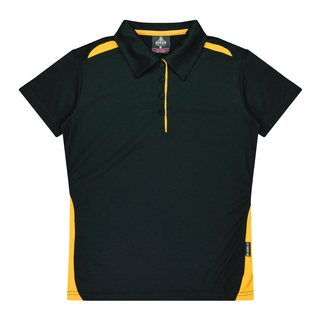 House of Uniforms The Paterson Polo Shirt | Plus | Ladies Aussie Pacific Black/Gold
