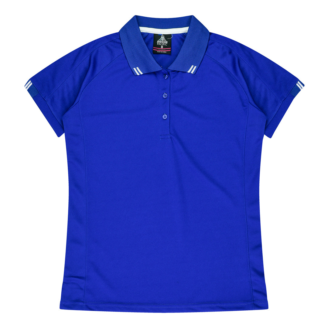 House of Uniforms The Flinders Polo | Ladies | Short Sleeve | Plus Aussie Pacific Royal/White